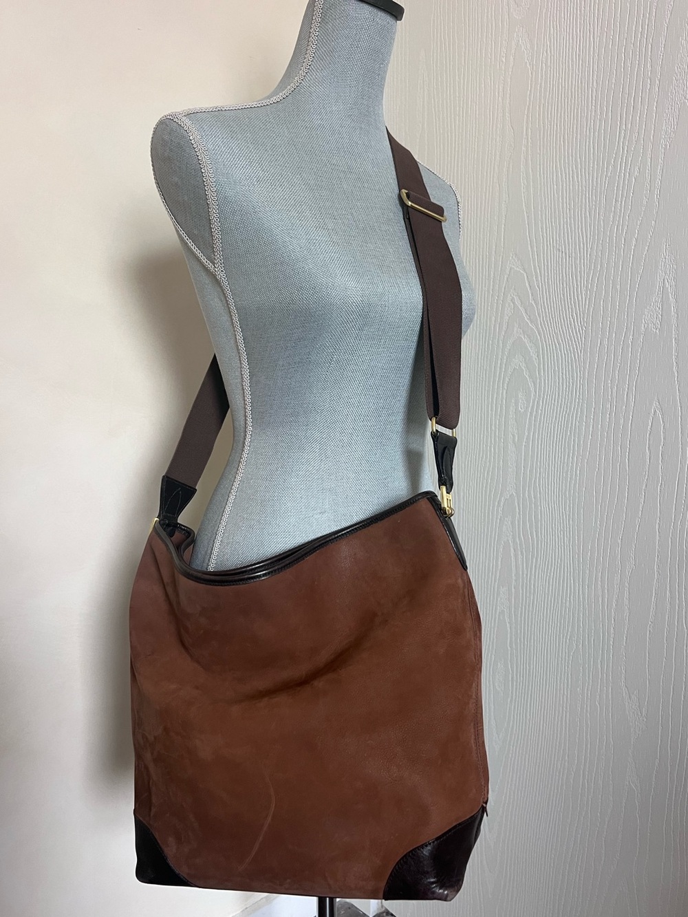 BALLY Brown Suede Bucket Satchel Bag